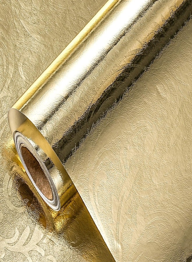 LeZakaa 3D Embossed Floral Foil Gold Wrapping Paper, Vintage Flower Metallic Foil for Birthday Christmas Party Holiday Gift Wrap, for DIY Crafts Scrapbook, Mini Roll 17 inch x 32.8 Ft(Gold) - Image 1